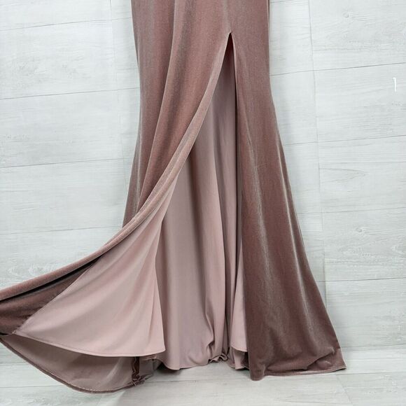 Anthropologie BHLDN Fawn Velvet Maxi Dress Size 4 Rose Pink Off Shoulder Wedding - Picture 6 of 16